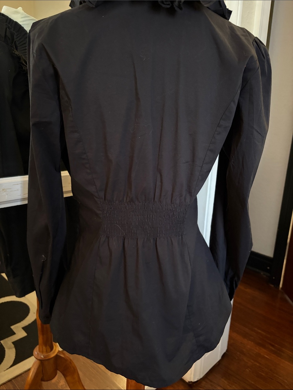 Vintage Minuet Black Pleated Ruffle Blouse Victorian Romantic Size M - Picture 4 of 7